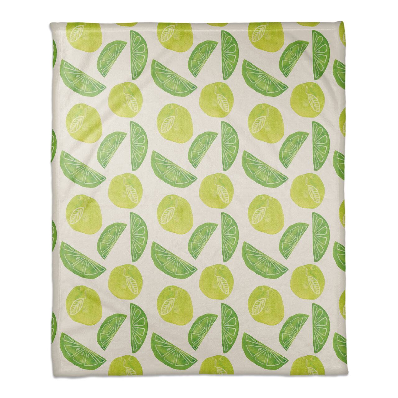 Lime Citrus Pattern 50" x 60" Coral Fleece Blanket